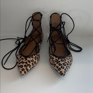 Zara lace up leopard flats